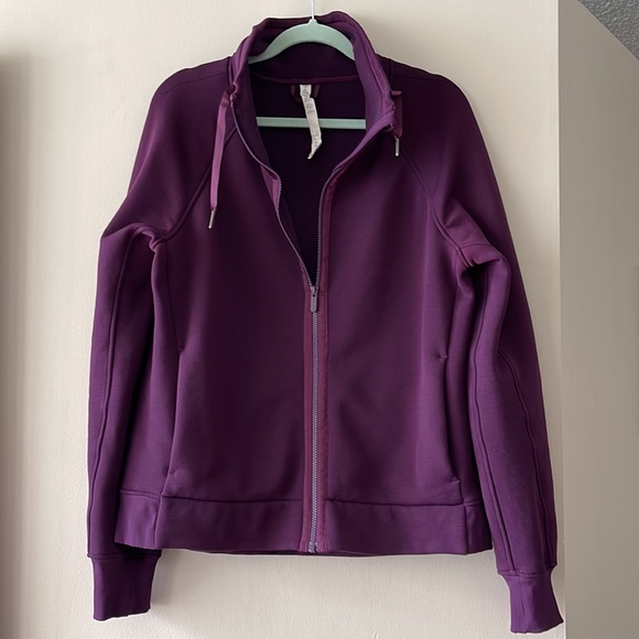 Lululemon Kick The Cold Zip Up High Collar Jacket Deepest Magenta Size 12 - Picture 6 of 17